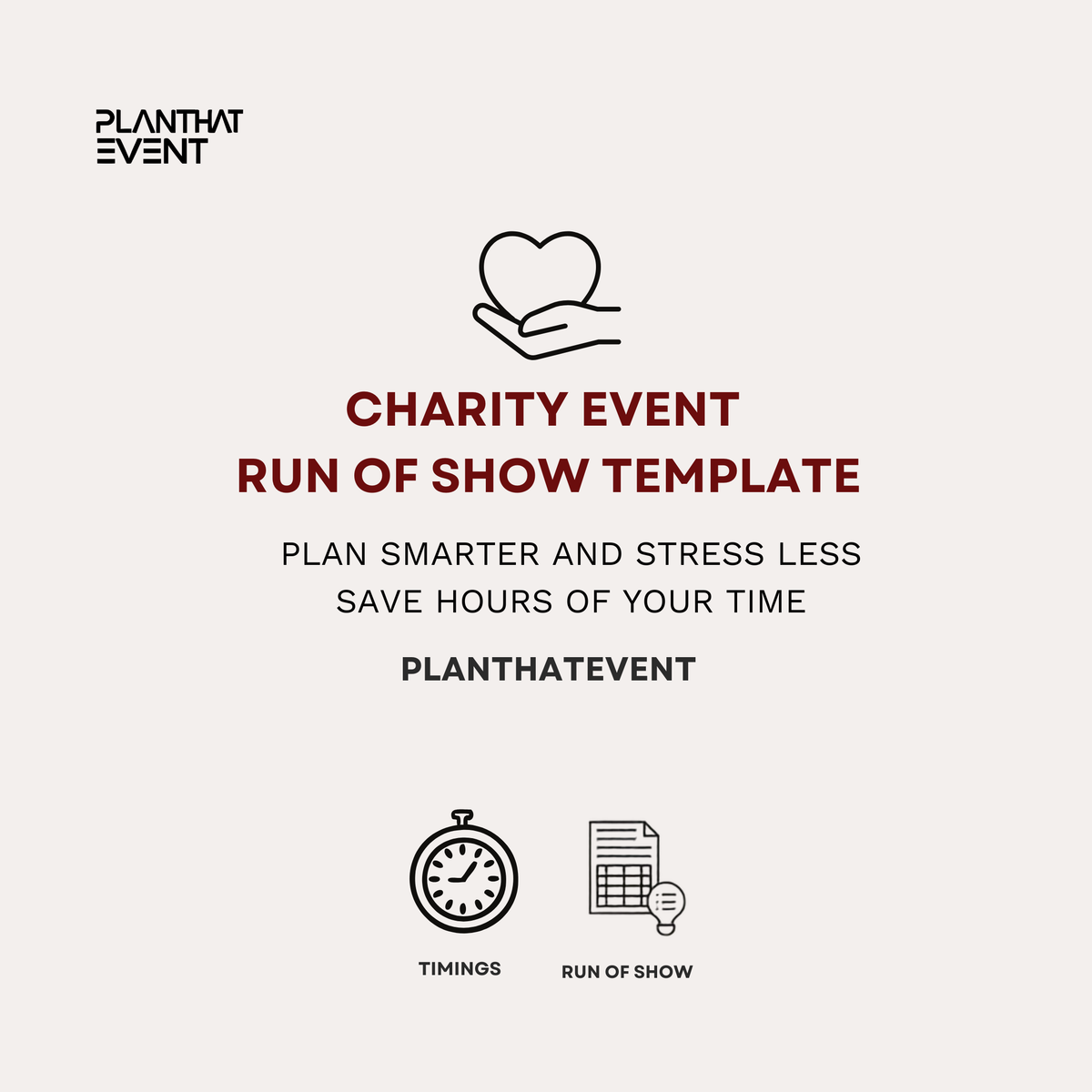 Charity Event Run of Show Template - Event Planning Template