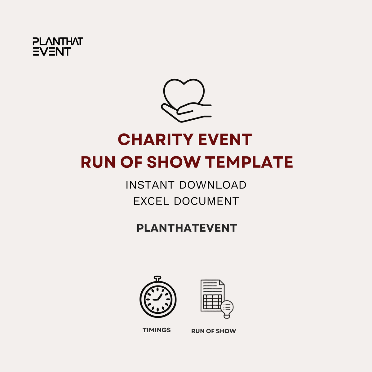 Charity Event Run of Show Template - Event Planning Template