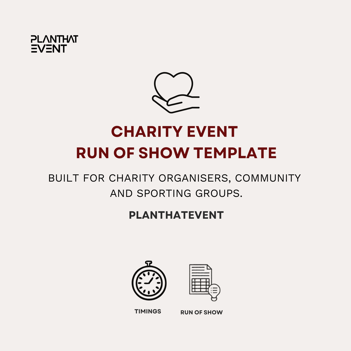 Charity Event Run of Show Template - Event Planning Template