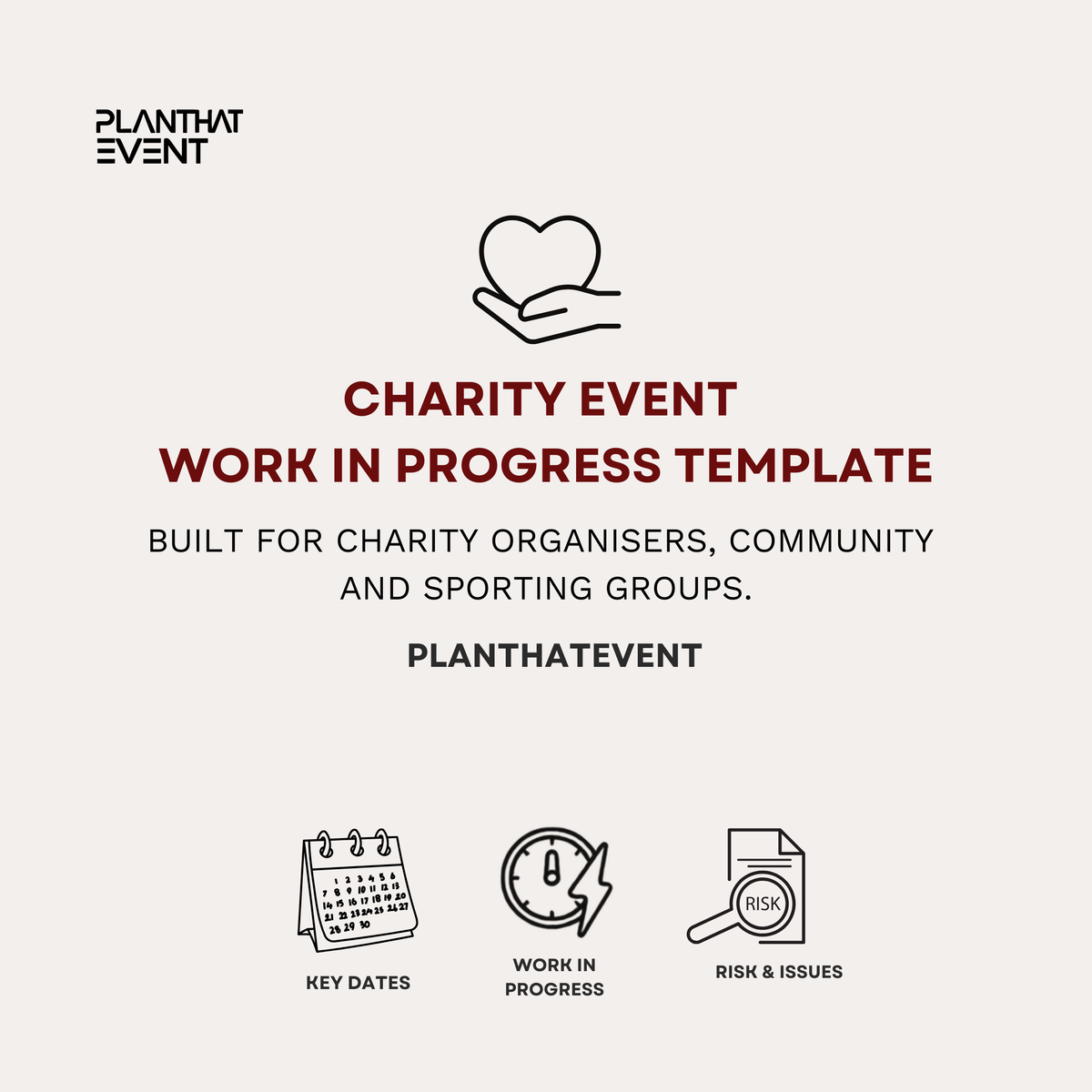 Charity Event Work in Progress Template - Excel