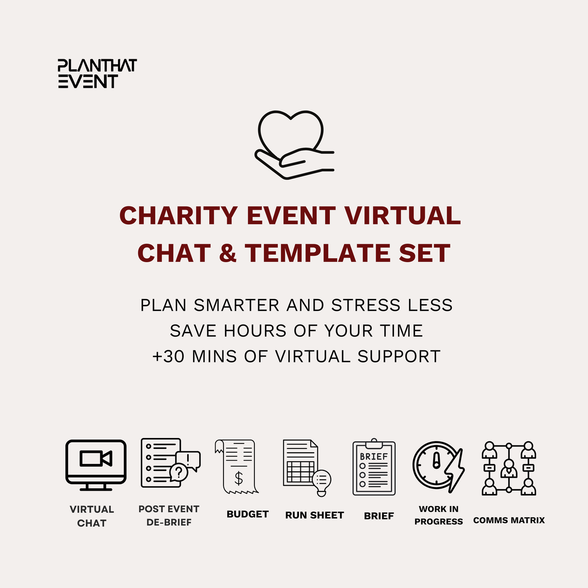 Charity Event Template Set | Virtual Consultation | Complete Planning Template Set