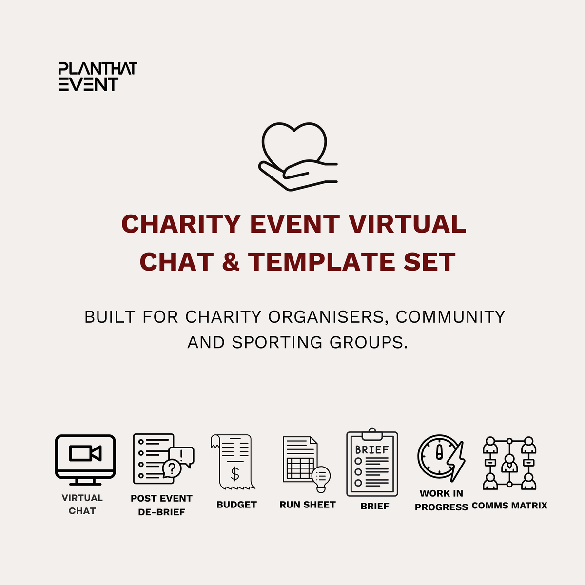 Charity Event Template Set | Virtual Consultation | Complete Planning Template Set