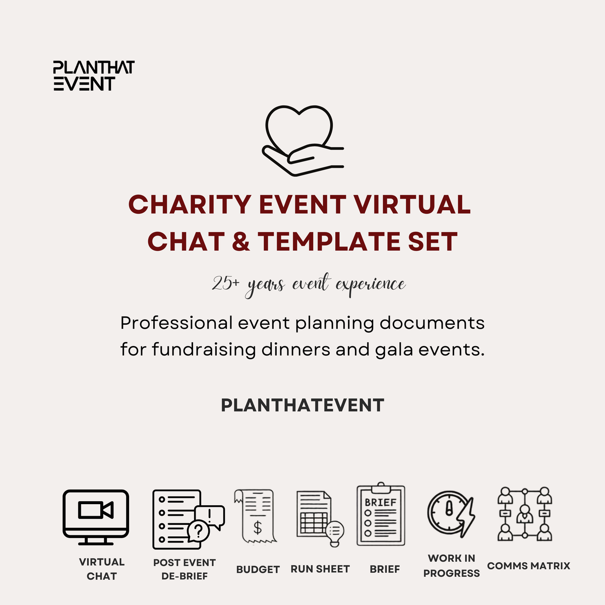 Charity Event Template Set | Virtual Consultation | Complete Planning Template Set