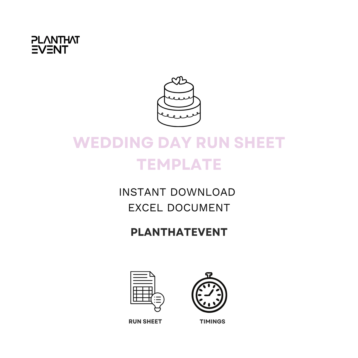 Wedding Day Run Sheet Template - Bridal Planning Template
