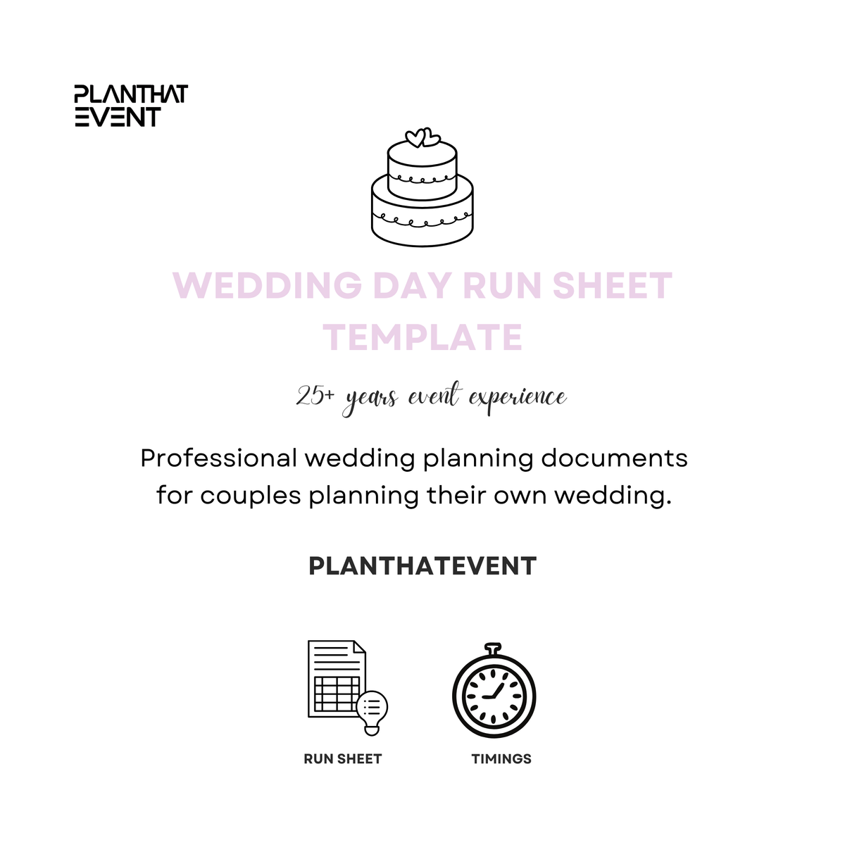 Wedding Day Run Sheet Template - Bridal Planning Template