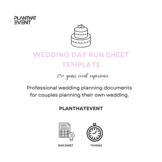 Wedding Day Run Sheet Template - Bridal Planning Template